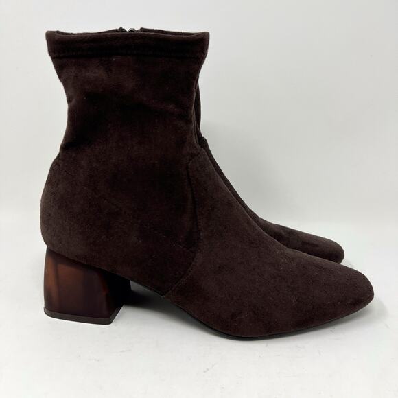 Silent D Anthropologie Maretolp Heeled Ankle Boots Booties Brown Suede EU 37 6.5 - Picture 3 of 13